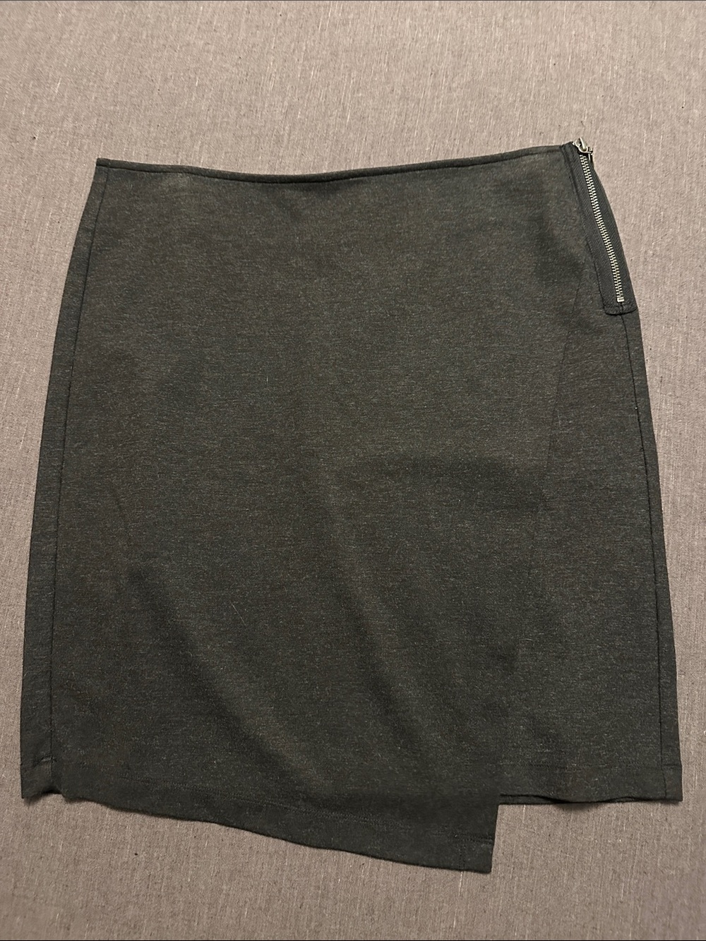 CAbi Dark Gray Knit Pencil Skirt with Side Zip Detail